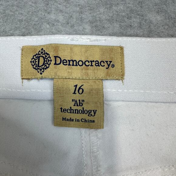 Democracy Ab Technology Booty Lift Jeans Womens Sz 16 White Frayed Hem High Rise - Picture 5 of 16